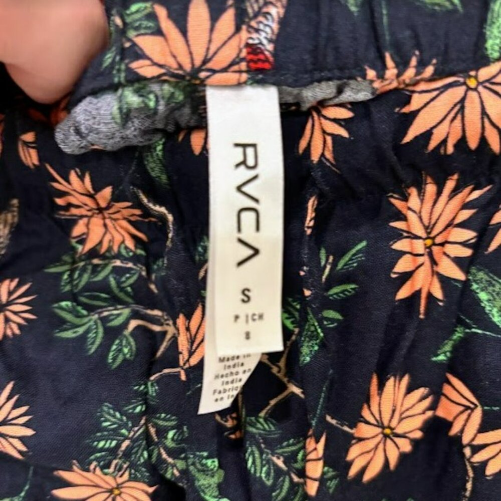 RVCA New Yume Navy Blue Floral Print Drawstring Shorts - Picture 7 of 9